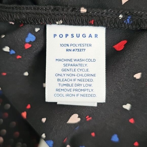 POPSUGAR Sheer Crossover Babydoll Top Blouse XXL Black Ditzy Hearts Cute Goth - Picture 15 of 15